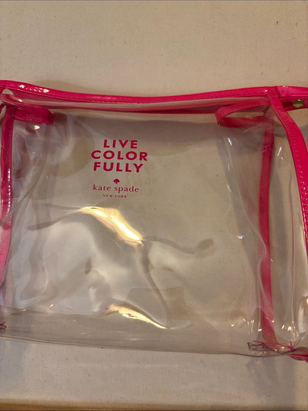 kate spade Clear Tote with Bright Pink Trim
